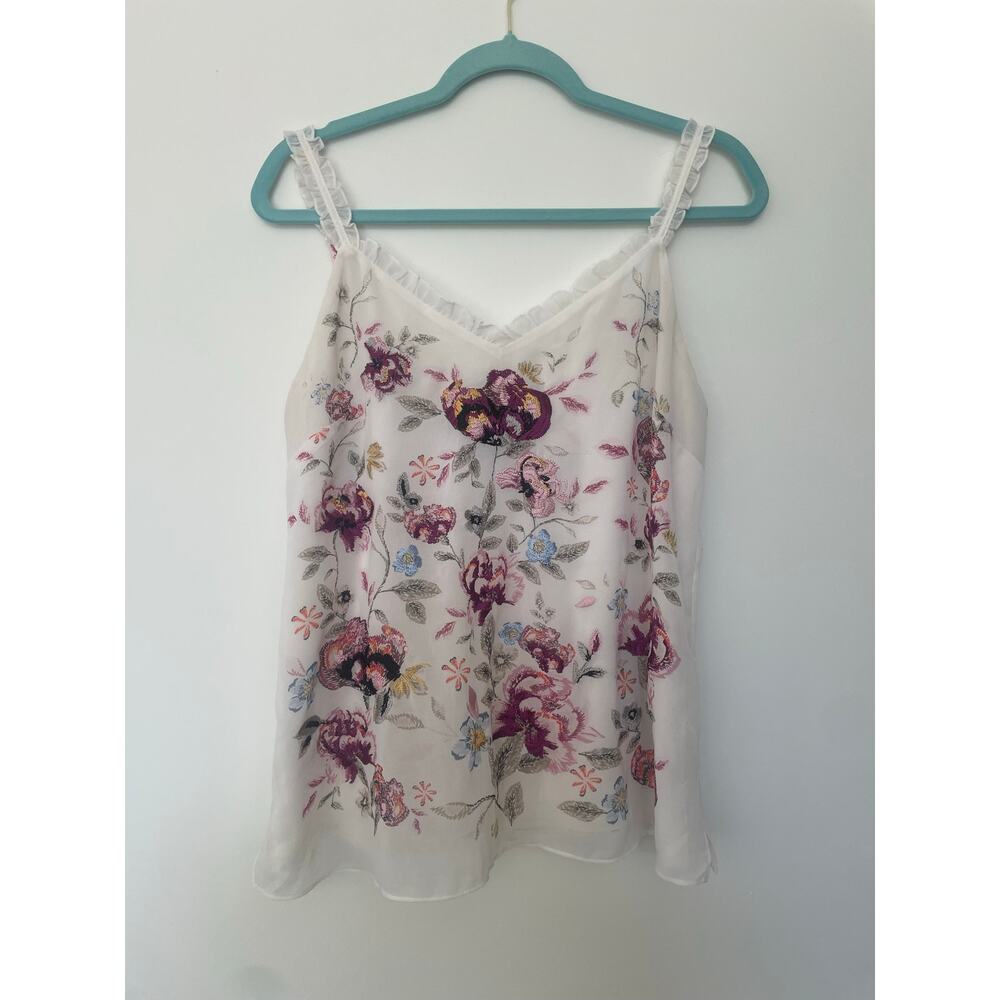 White House Black Market Floral Embroidered Cami Sz M